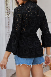 Belle Flounce-Sleeve Peplum Blouse