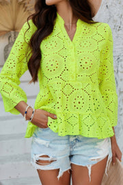 Belle Flounce-Sleeve Peplum Blouse