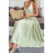 Solid Halter Hide Back Zipper Midi Sundress