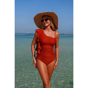Siren Asymmetrical Ruffle One-Piece Swimsuit