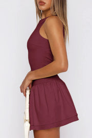 Elodie Boat-Neck Ruffle-Hem Mini Dress