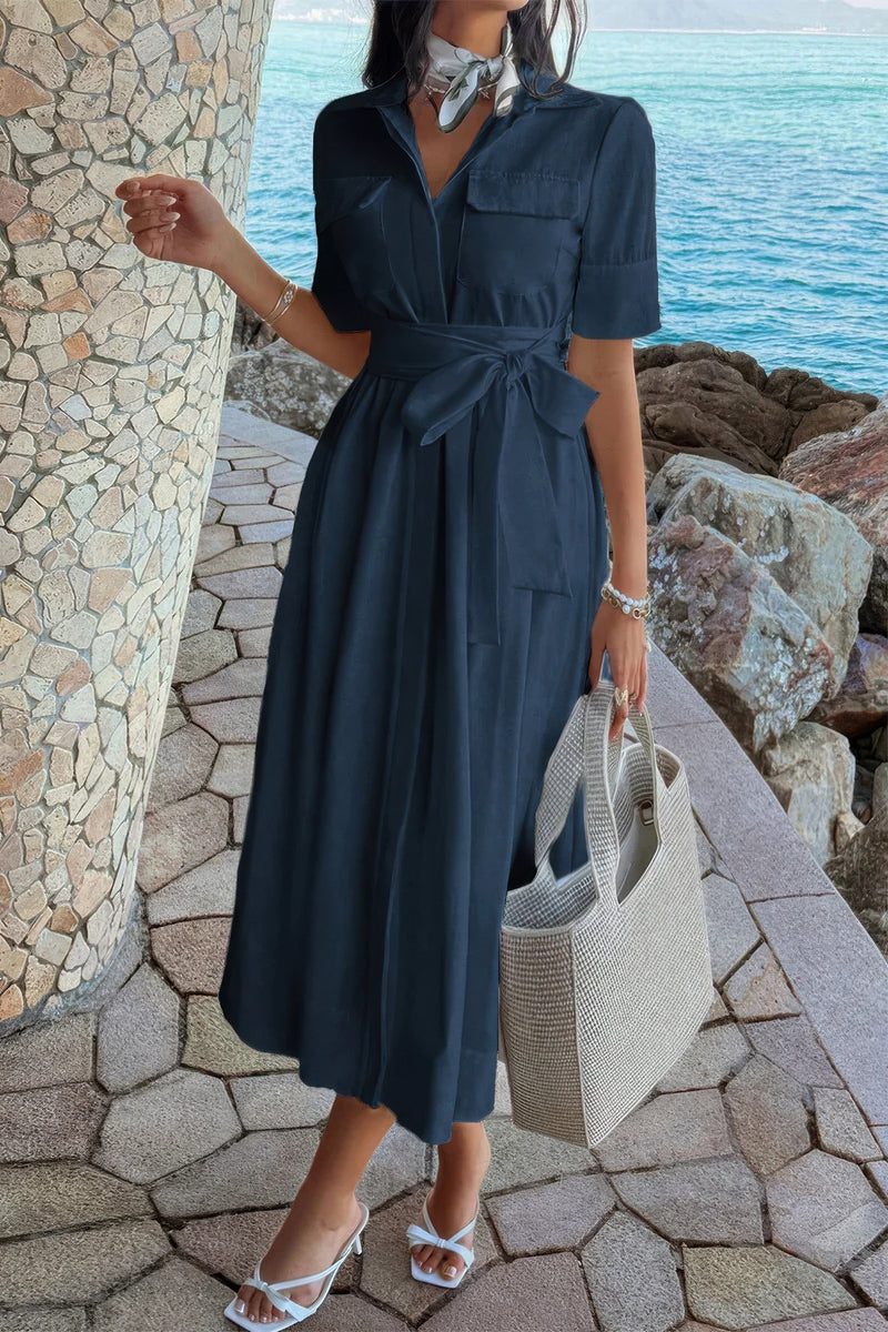 Harper Collared Pocket A-Line Dress