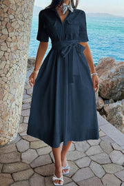 Harper Collared Pocket A-Line Dress