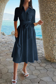 Harper Collared Pocket A-Line Dress