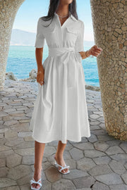 Harper Collared Pocket A-Line Dress