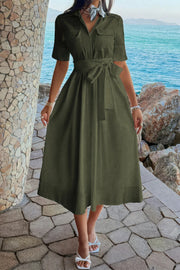Harper Collared Pocket A-Line Dress