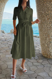 Harper Collared Pocket A-Line Dress