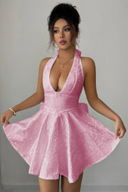 Isla Embroidered Cross-Back Halter Dress