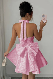 Isla Embroidered Cross-Back Halter Dress