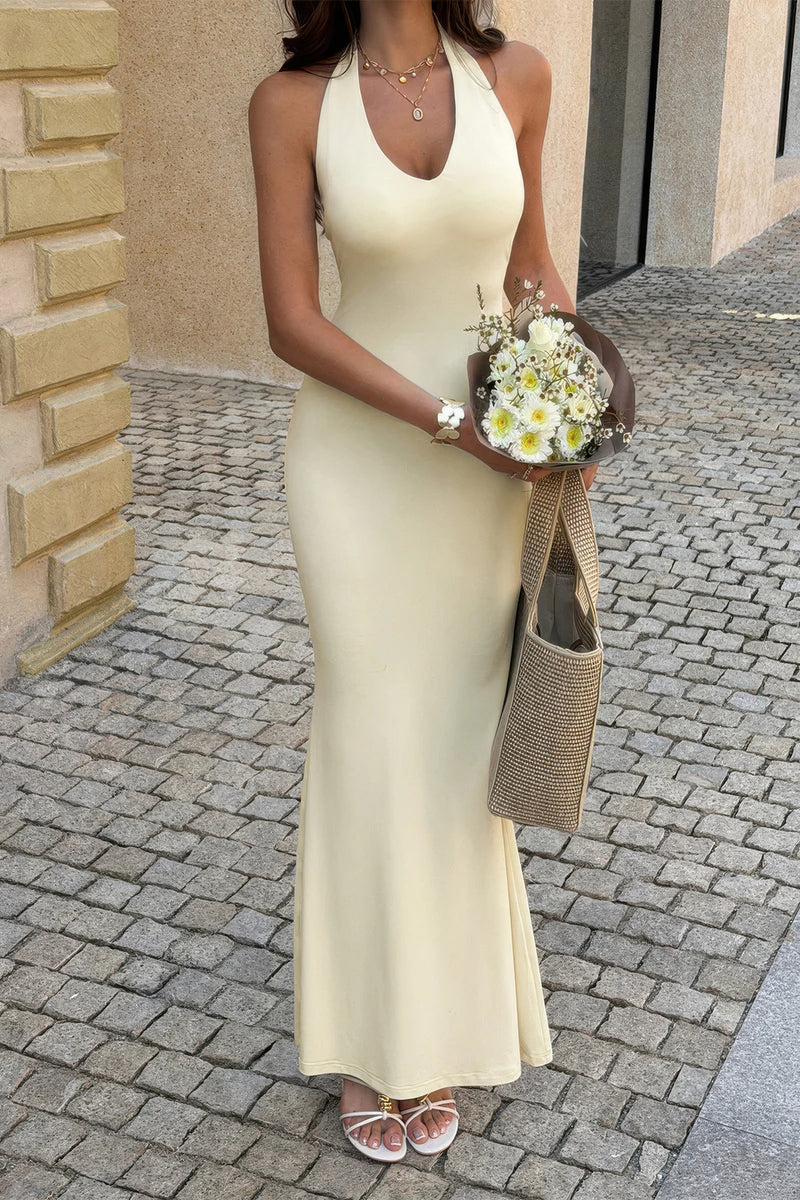 Solstice V-Neck Halter Split Maxi Dress
