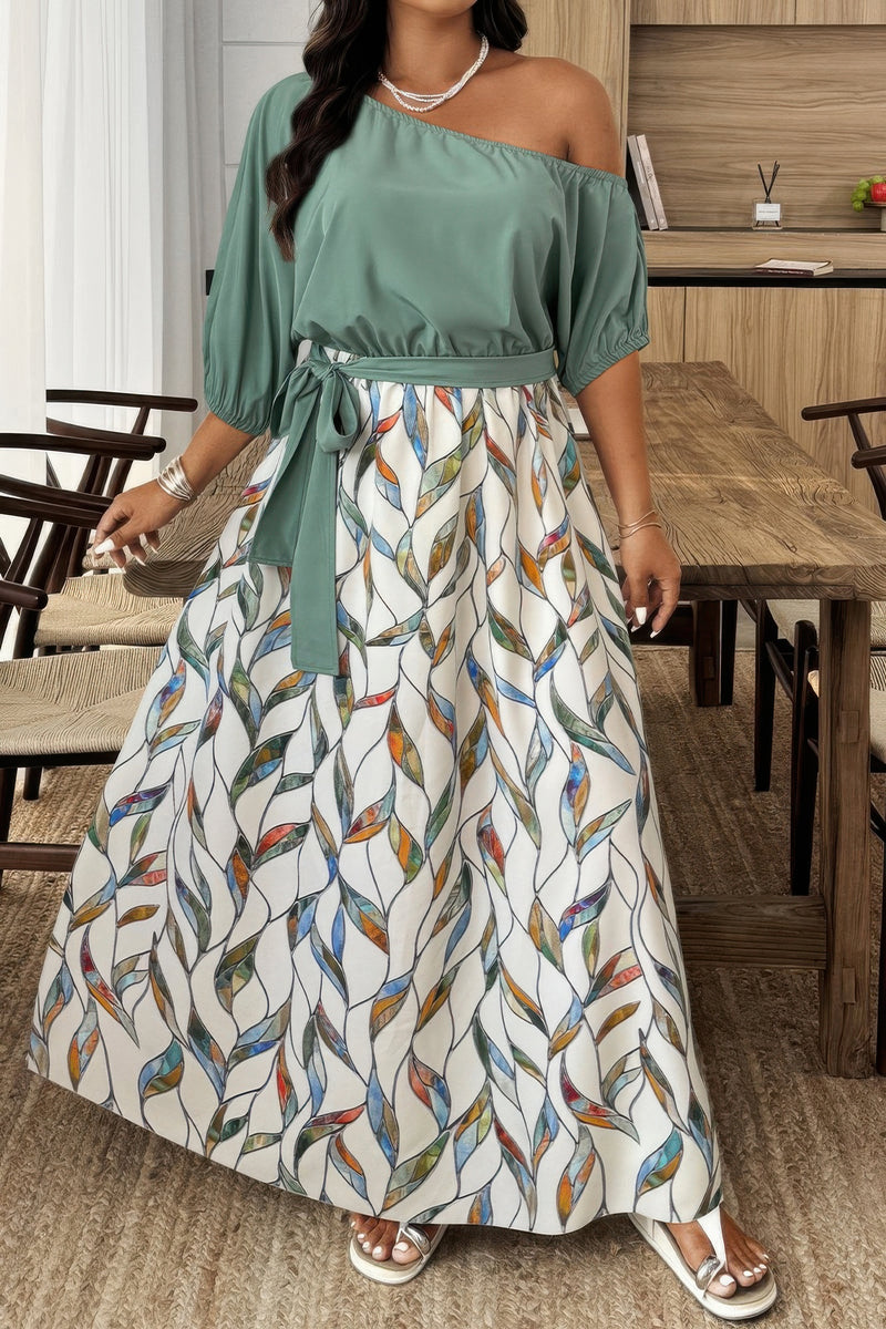 Amara Plus-Size Floral One-Shoulder Dress