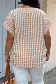 Autumn Plaid Plus-Size Patchwork Blouse