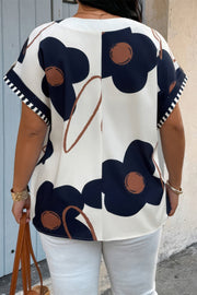Petal Story Plus-Size Floral V-Neck Top