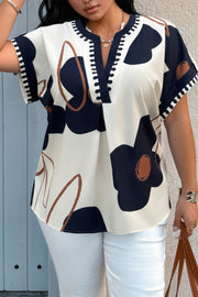 Petal Story Plus-Size Floral V-Neck Top