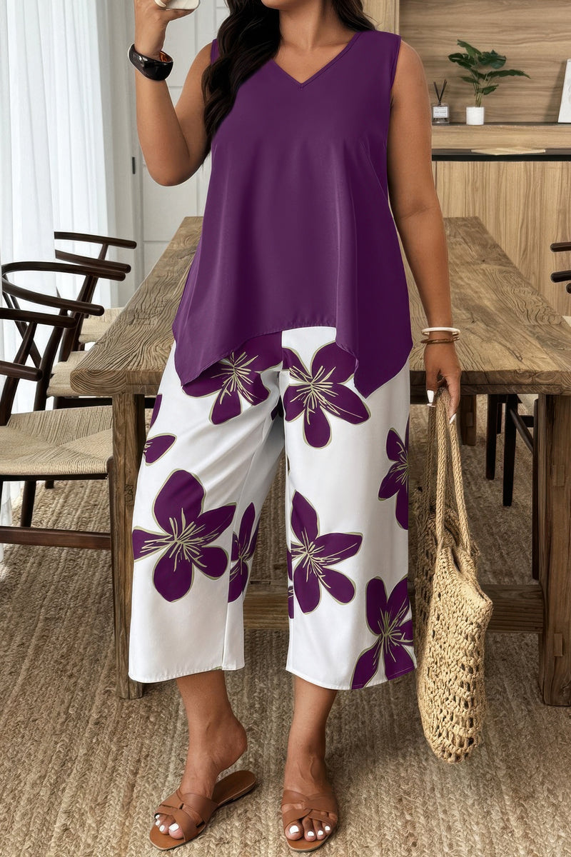 Flora Luxe Plus-Size Two-Piece Pant Set