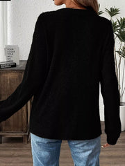 Ribbed Button Detail Long-Sleeve Tee