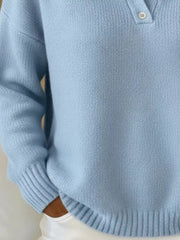 Button Detail Drop-Shoulder Sweater - Plus Size