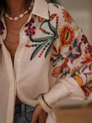 Floral Button-Up Long-Sleeve Shirt