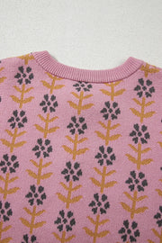 Floral Button-Up Knit Cardigan