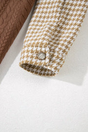 Button-Down Houndstooth Color-Block Shacket