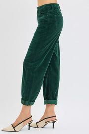 RISEN High-Rise Crop Barrel Cordurory Pants