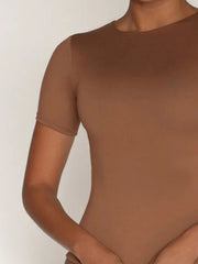 Round-Neck Short-Sleeve Swim Top