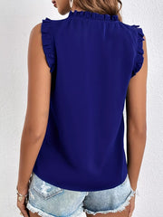 Ruffle Trim Tie-Front Tank