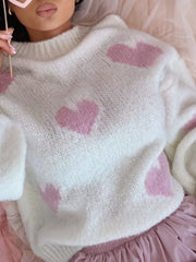 Heart Round-Neck Knitted Sweater