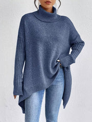 Turtleneck Drop-Shoulder Sweater