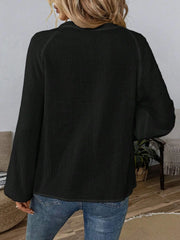 Paisley Pattern Notched Long-Sleeve Blouse