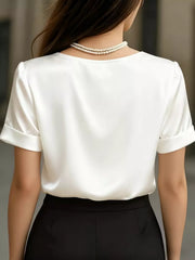 V-Neck Short-Sleeve Ruched Top