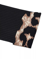 Leopard Trim Rib-Knit Bodysuit
