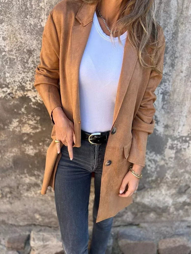 Full Size Button Up Long Sleeve Outerwear Plus Size