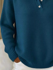 Button Detail Drop-Shoulder Sweater - Plus Size
