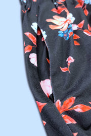 Double Take Printed Sleeveless Front Button Ruched Waist Side Slit Casual Magic Dress with Pockets