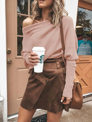One-Shoulder Ribbed Sweater - Plus Size