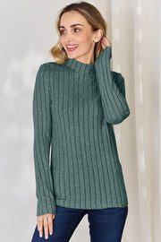 Ribbed Mock-Neck Long-Sleeve Tee - Plus Size