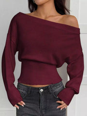 One-Shoulder Cropped Sweater