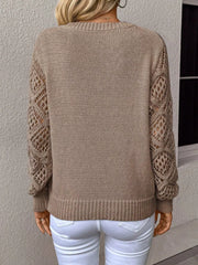 V-Neck Crochet Sleeve Sweater