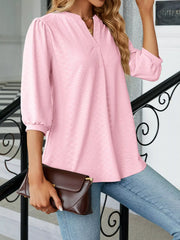 Notched 3/4-Sleeve Top