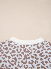 Leopard Drop-Shoulder Chunky Knitted Cardigan