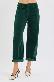 RISEN High-Rise Crop Barrel Cordurory Pants