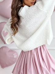 Heart Round-Neck Knitted Sweater