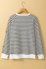 Sequin Football Striped Long-Sleeve Sweatshirt