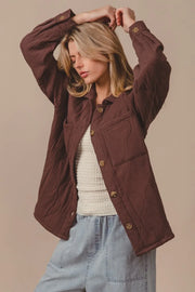 BiBi Quilted Wrinkle Gauze Long-Sleeve Shacket