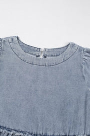 Vintage Wash Denim Dress Pocketed