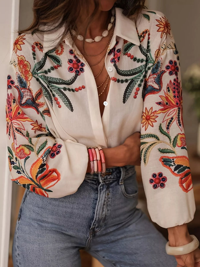 Floral Button-Up Long-Sleeve Shirt
