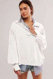 Exposed Seam Side Slit Long-Sleeve Sweatshirt