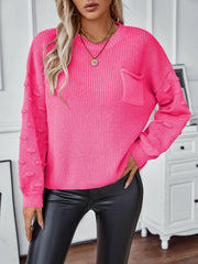 Pocket Detail Round-Neck Sweater