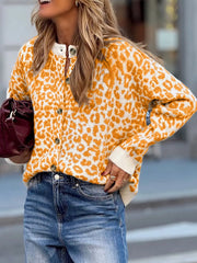 Leopard Drop-Shoulder Chunky Knitted Cardigan